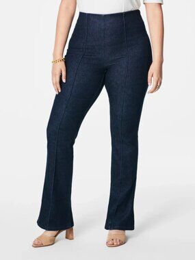 SPANX Denim Zero Waistband Micro Flare Jeans 1X NWOT Dark Wash Pull-On